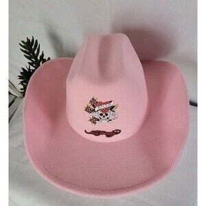 Ed Hardy Women's Cowboy Hat Stiff Brim, Soft Feel, Pink, Rhinestones